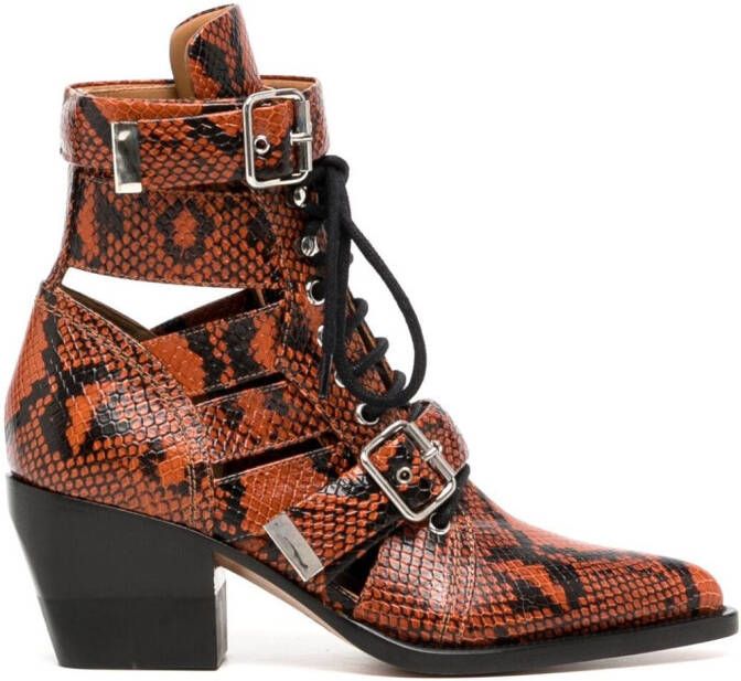 Chloé Reilly 60mm snakeskin boots Brown