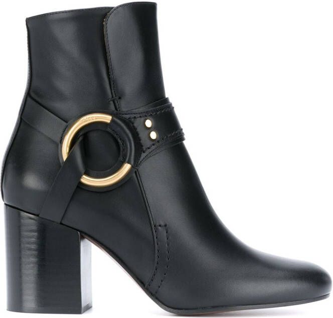 Chloé ring detail leather boots Black