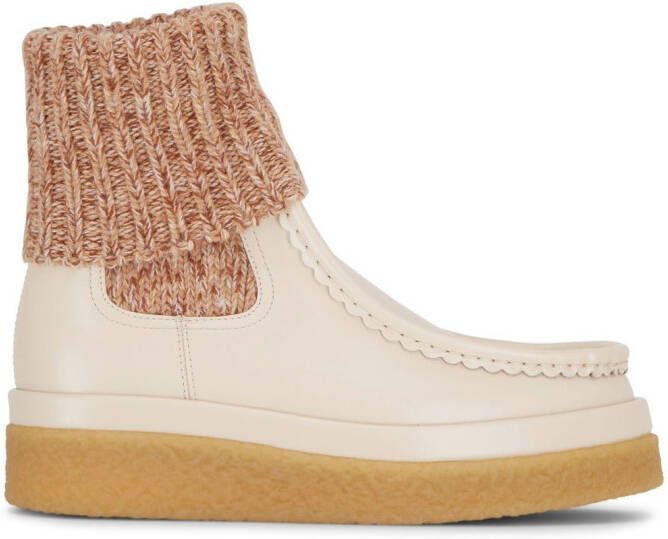 Chloé sock-detail leather boots Neutrals