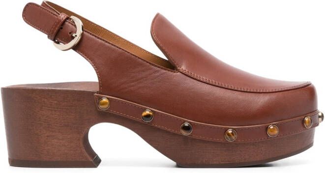 Chloé stud-detail leather mules Brown