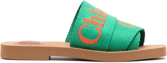 Chloé Woody flat slides Green