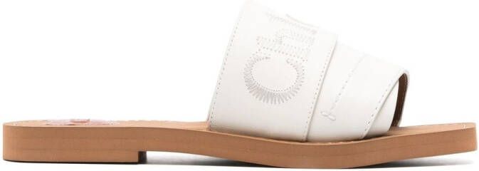 Chloé Woody logo-embroidered sandals White