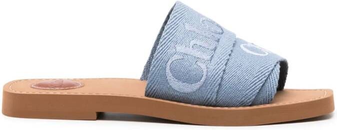 Chloé Woody logo-embroidered slides Blue