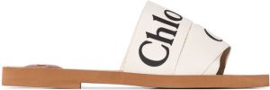 Chloé Woody logo strap slides White