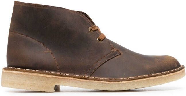 Clarks Originals Beeswax-coated leather ankle boots Brown