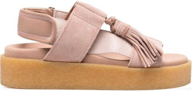 Clarks Originals Crepe tassel-embellished platform sandals Pink