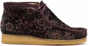 Clarks Originals floral-print leather ankle boots Purple