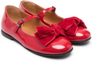 CLARYS bow-front patent ballerina shoes Red