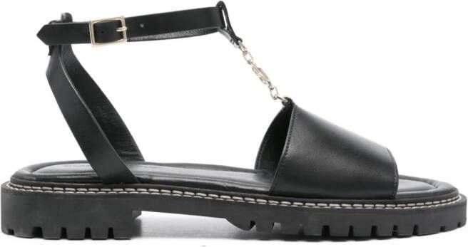 Claudie Pierlot T-bar strap leather sandals Black