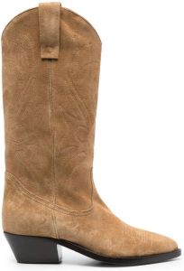 Closed suede cowboy boots Brown