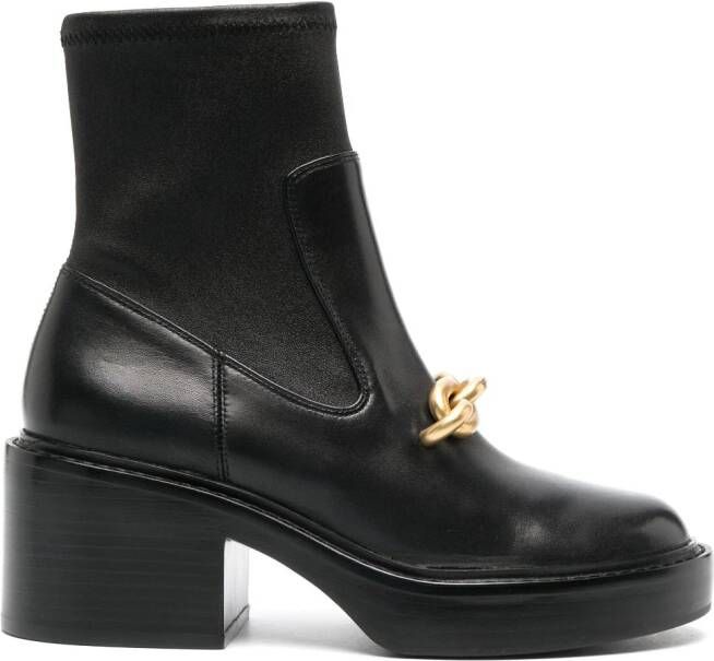 Coach 75mm chain-link detailing leather boots Black