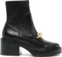 Coach 75mm chain-link detailing leather boots Black - Thumbnail 1