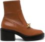 Coach 75mm chain-link detailing leather boots Brown - Thumbnail 1