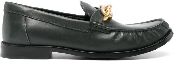 Coach chain-link detailing leather loafers Green