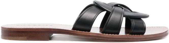 Coach Issaa leather flat sandals Black