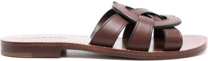 Coach Issaa leather flat sandals Brown
