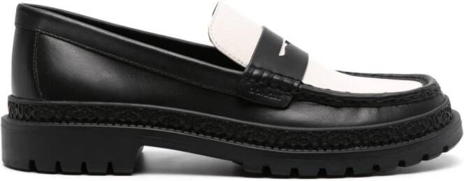 Coach logo-embossed trim leather loafers Black