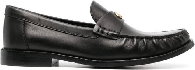 Coach logo-plaque leather loafers Black