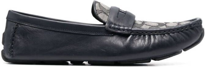 Coach monogram-embroidered leather loafers Blue