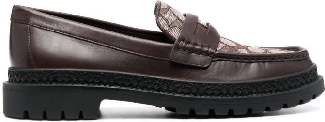 Coach monogram jacquard loafers Brown
