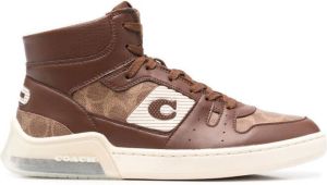 Coach side logo-patch high-top sneakers Brown