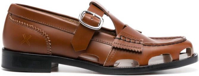 College cut-out calf-leather loafers Brown
