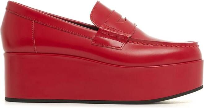 Comme Des Garçons Girl platform leather penny loafers Red