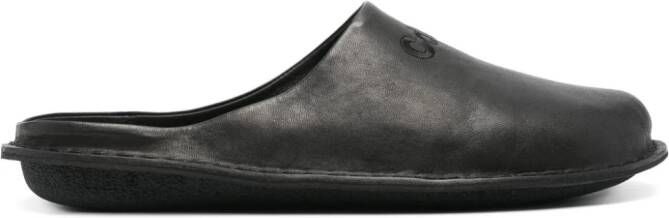 Comme des Garçons Homme logo-embroidered leather slippers Black