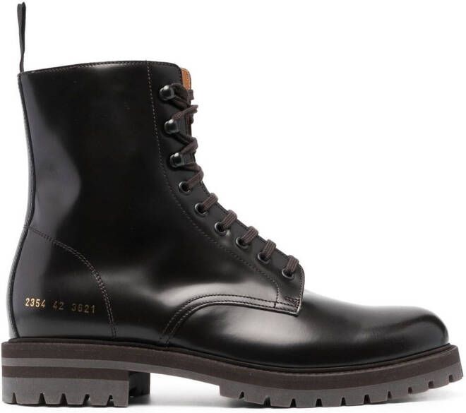 Common Projects lace-up fastening combat boots Brown