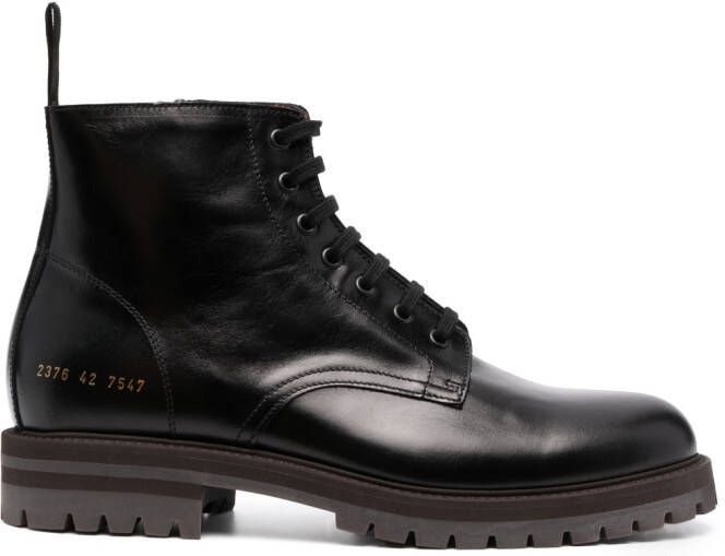 Common Projects number-motif combat boots Brown