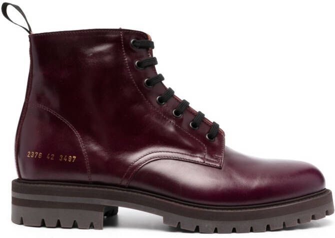 Common Projects number-motif combat boots Red