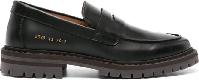 Common Projects numbers-stamp leather penny loafers Black