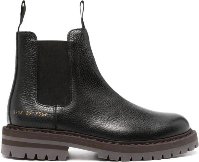 Common Projects serial-number leather Chelsea boots Black