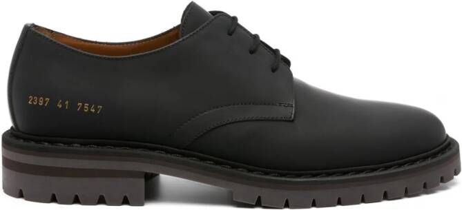 Common Projects serial number-print leather Derby shoes Black