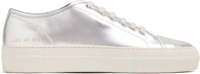 Common Projects Tournament Low metallic-leather sneakers Silver
