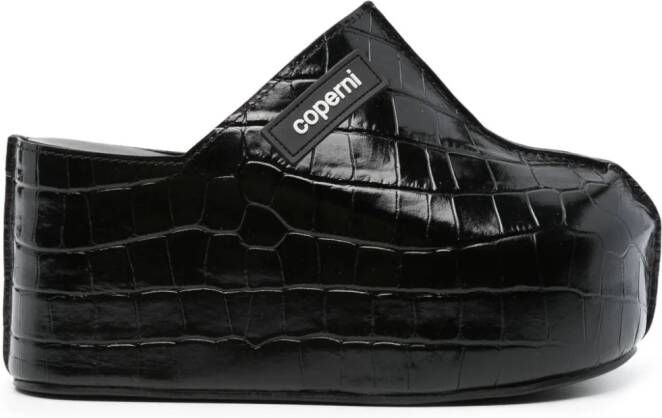 Coperni 85mm crocodile-embossed leather mules Black