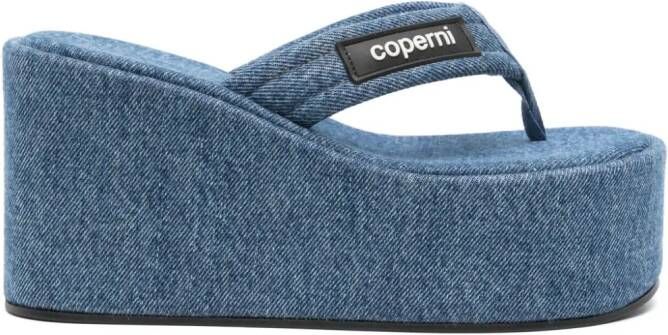 Coperni denim 100mm wedge sandals Blue