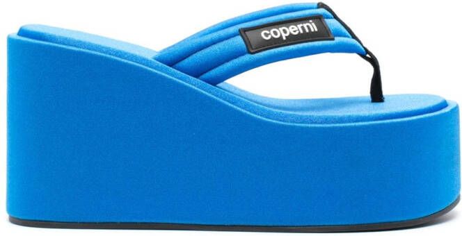 Coperni logo-appliqué wedge sandals Blue