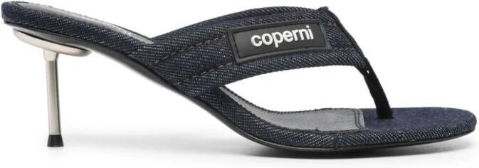Coperni logo-patch 70mm denim sandals Blue