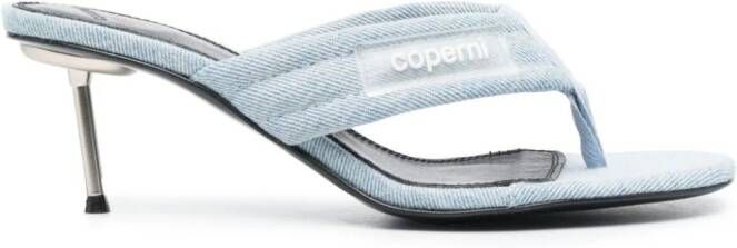 Coperni logo-patch 75mm denim sandals Blue