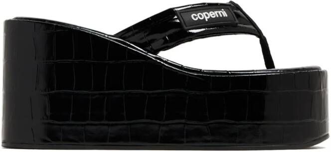 Coperni logo-patch leather platform sandals Black