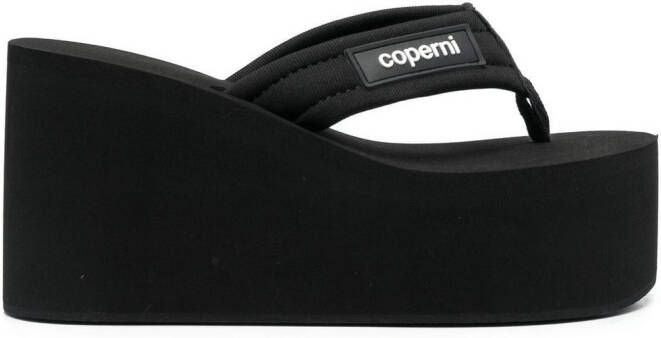 Coperni logo-patch wedge sandals Black