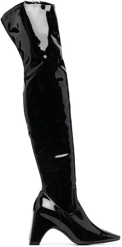 Coperni patent thigh-high boots Black