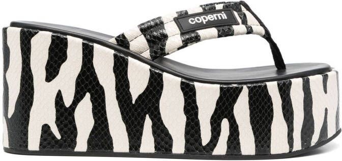 Coperni zebra-print 100mm wedge sandals Black