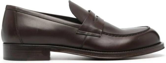 Corneliani penny-slot leather loafers Brown
