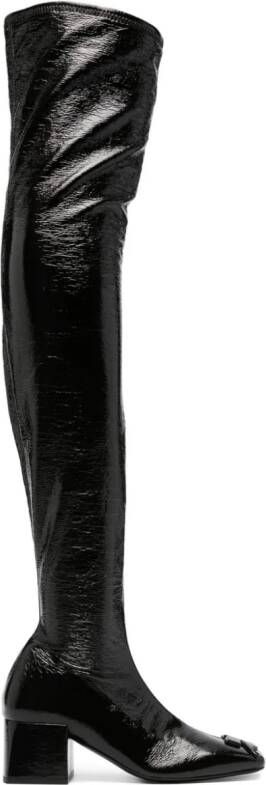 Courrèges 60mm logo-plaque leather boots Black