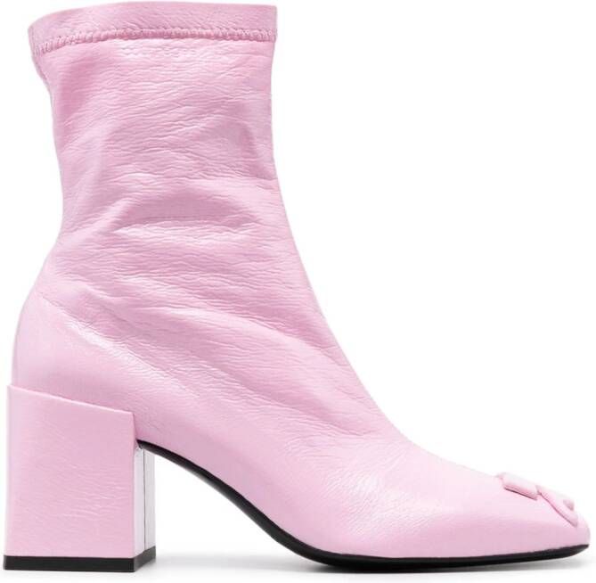 Courrèges 70mm logo-embossed leather boots Pink