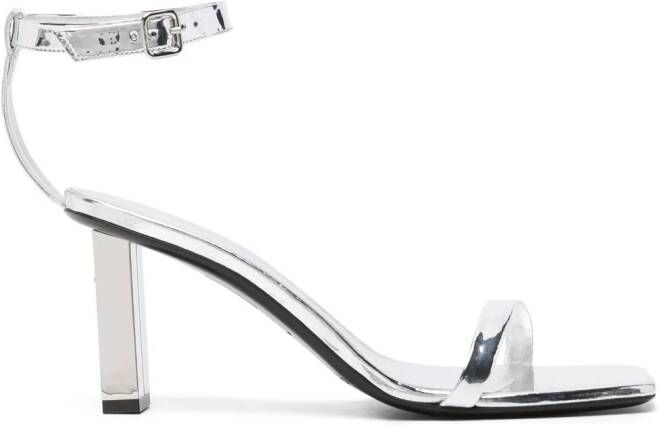 Courrèges 95mm metallic-finish leather sandals Silver