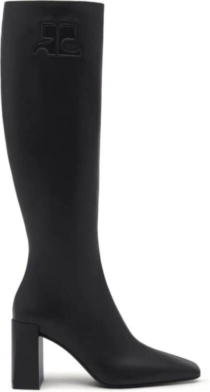 Courrèges Heritage leather knee-high boots Black