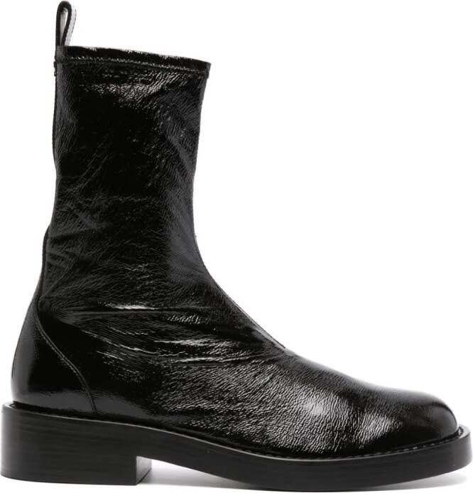 Courrèges logo-patch cracked-effect boots Black